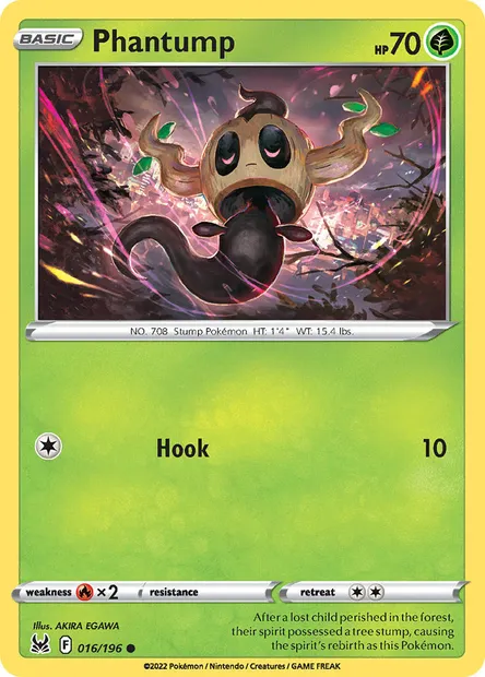 Phantump, Pokémon card LOR 016 — Lost Origin set