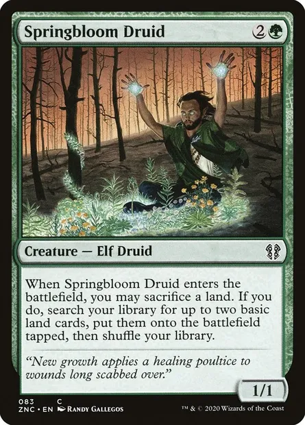 Springbloom Druid, Magic card ZNC 83 — Zendikar Rising Commander set