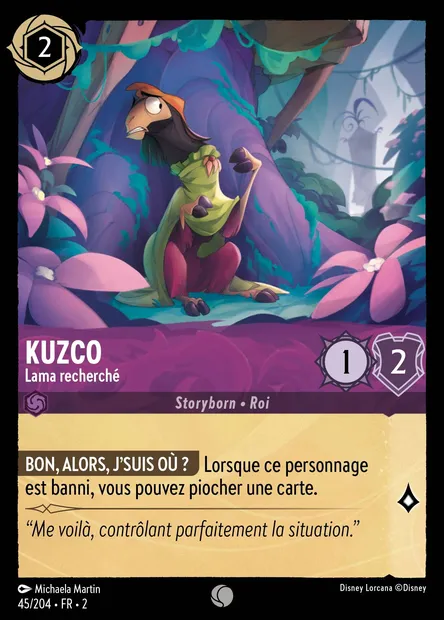 Kuzco - Lama recherché, carte Disney Lorcana CH2-045 — extension L'Ascension des Floodborn
