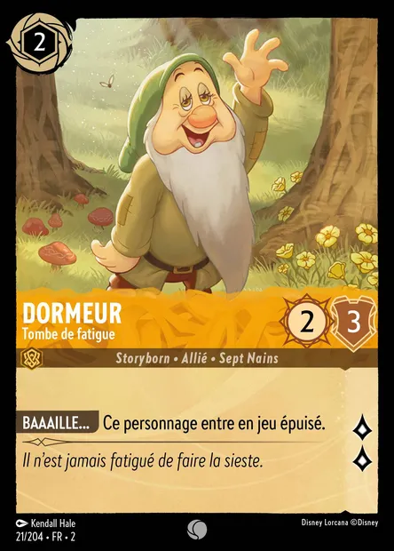 Dormeur - Tombe de fatigue, carte Disney Lorcana CH2-021 — extension L'Ascension des Floodborn