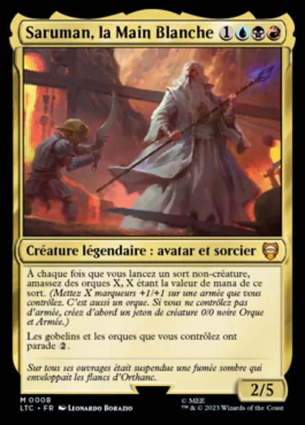 Saruman, la Main Blanche, carte Magic LTC 8 — extension Tales of Middle-earth Commander