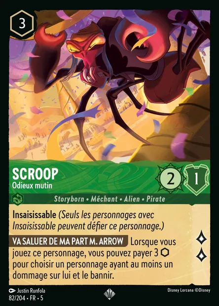 Scroop - Odieux mutin, carte Disney Lorcana CH5-082 — extension Ciel Scintillant