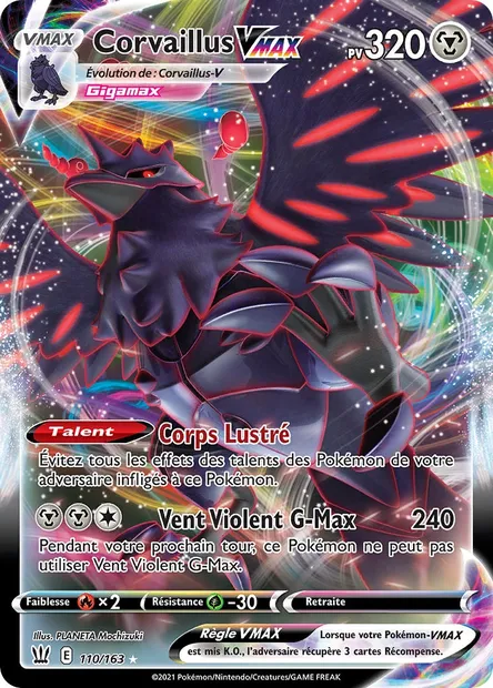 Corvaillus VMAX, carte Pokémon BST 110 — extension Styles de combat