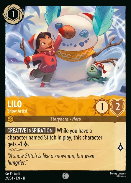Lilo - Snow Artist, Disney Lorcana card CH11-002 — Winterspell set