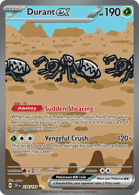 Durant ex, Pokémon card SSP 236 — Surging Sparks set