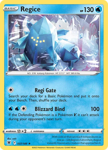 Regice, Pokémon card ASR 037 — Astral Radiance set