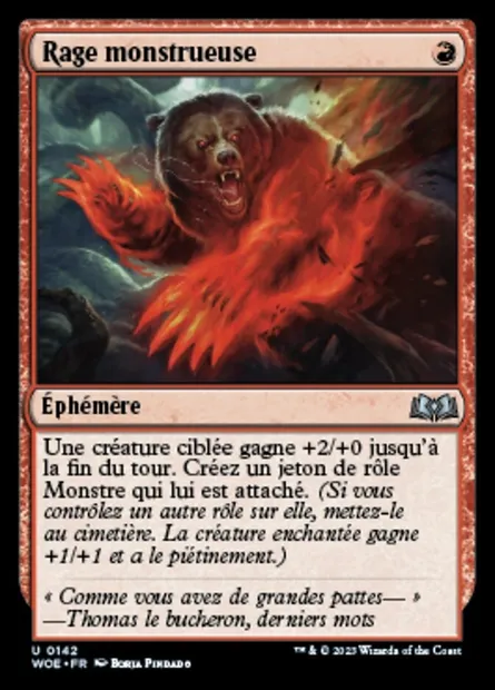 Rage monstrueuse, carte Magic WOE 142 — extension Wilds of Eldraine