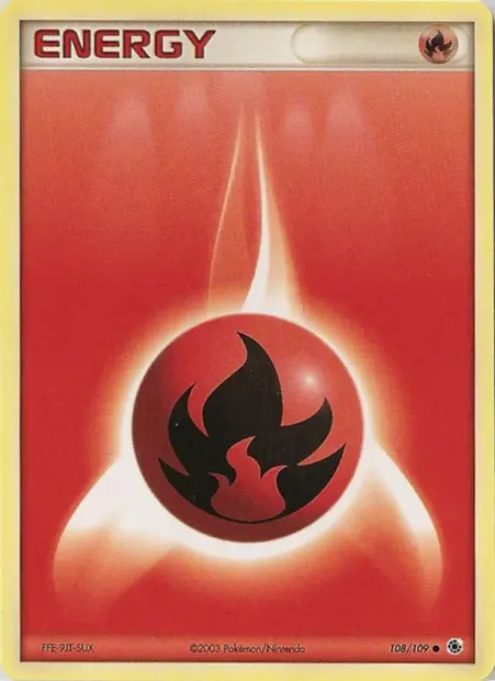 Énergie Feu, carte Pokémon RS 108 — extension EX Rubis & Saphir