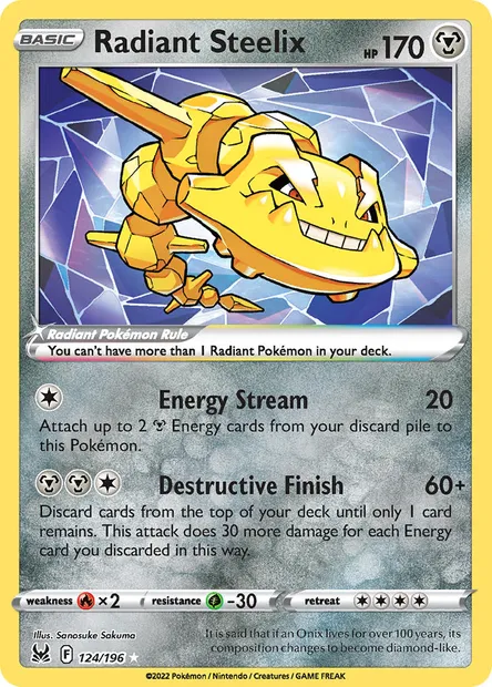 Radiant Steelix, Pokémon card LOR 124 — Lost Origin set