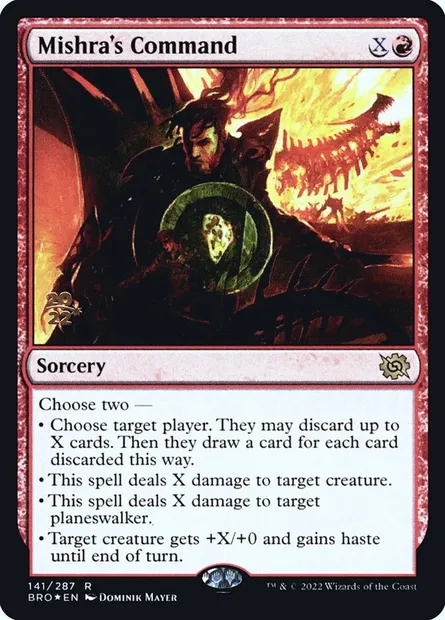 Commandement de Mishra, carte Magic PBRO 141s — extension The Brothers' War Promos