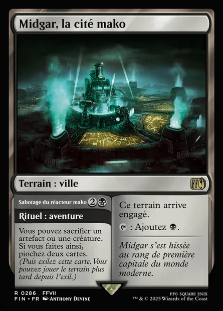 Midgar, la cité mako // Sabotage du réacteur mako, carte Magic FIN 286 — extension Final Fantasy