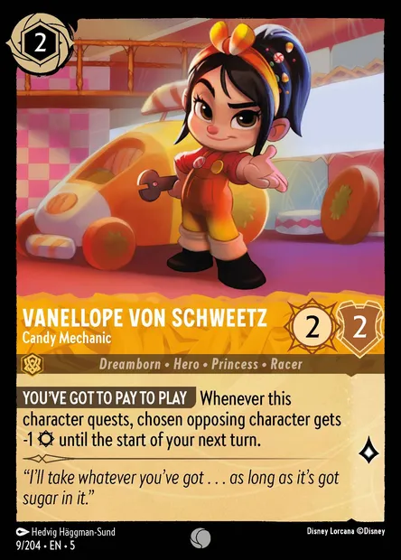 Vanellope von Schweetz - Candy Mechanic, Disney Lorcana card CH5-009 — Shimmering Skies set