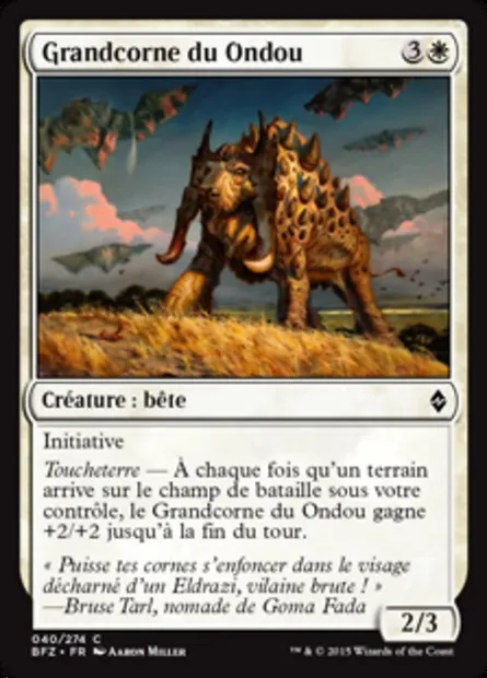 Grandcorne du Ondou, carte Magic BFZ 40 — extension La bataille de Zendikar