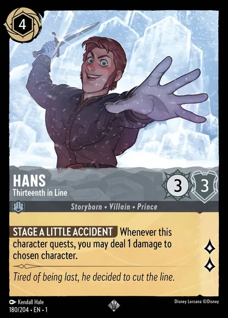 Hans - Thirteenth in Line, Disney Lorcana card CH1-180 — The First Chapter set