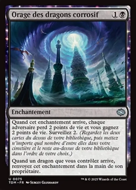 Orage des dragons corrosif, carte Magic TDM 75 — extension Tarkir: Dragonstorm