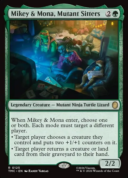 Mikey & Mona, Mutant Sitters, carte Magic TMC 125 — extension Teenage Mutant Ninja Turtles Eternal
