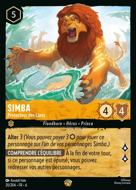 Simba - Protecteur des Lions, carte Disney Lorcana CH6-020 — extension La Mer Azurite