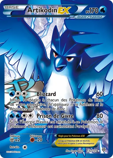 Artikodin-EX, carte Pokémon PLS 132 — extension Tempète Plasma