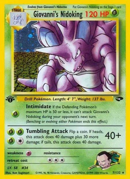 Giovanni's Nidoking, carte Pokémon GC 7 — extension Gym Challenge