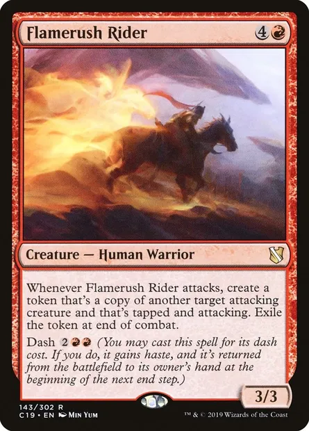 Flamerush Rider, Magic card C19 143 — Commander 2019 set