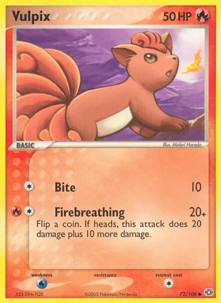 Vulpix, Pokémon card EM 72 — Emerald set