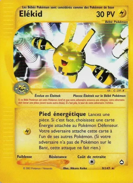 Élekid, carte Pokémon AQ 9 — extension Aquapolis