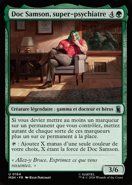 Doc Samson, super-psychiatre, carte Magic MSH 164 — extension Marvel Super Heroes