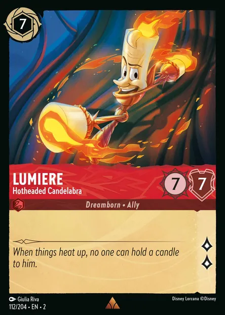 Lumiere - Hotheaded Candelabra, Disney Lorcana card CH2-112 — Rise of the Floodborn set