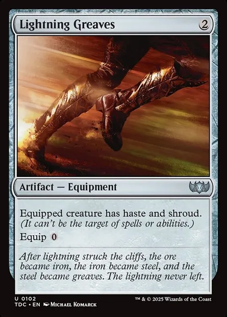 Lightning Greaves, Magic card TDC 102 — Tarkir: Dragonstorm Commander set