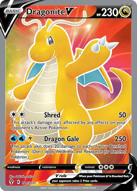 Dragonite V, Pokémon card EVS 191 — Evolving Skies set