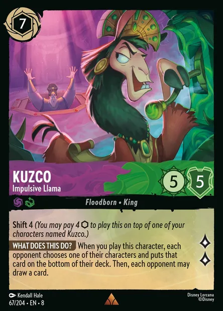 Kuzco - Impulsive Llama, Disney Lorcana card CH8-067 — The Reign of Jafar set