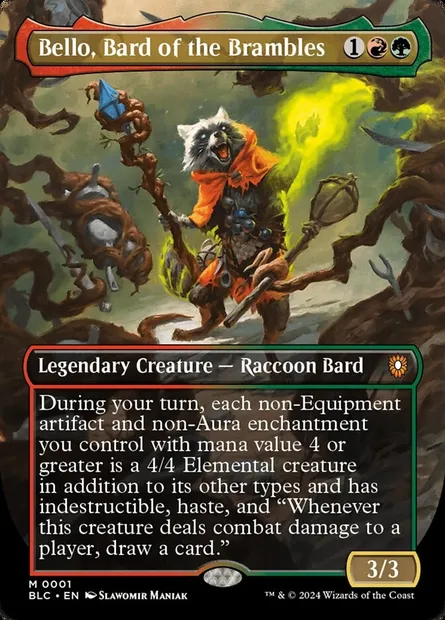 Bello, Bard of the Brambles, Magic card BLC 1 — Bloomburrow Commander set