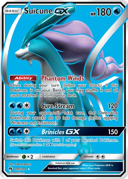 Suicune GX, Pokémon card LOT 200 — Lost Thunder set
