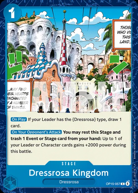 Dressrosa Kingdom, One Piece card OP15-057 — ADVENTURE ON KAMI’S ISLAND set
