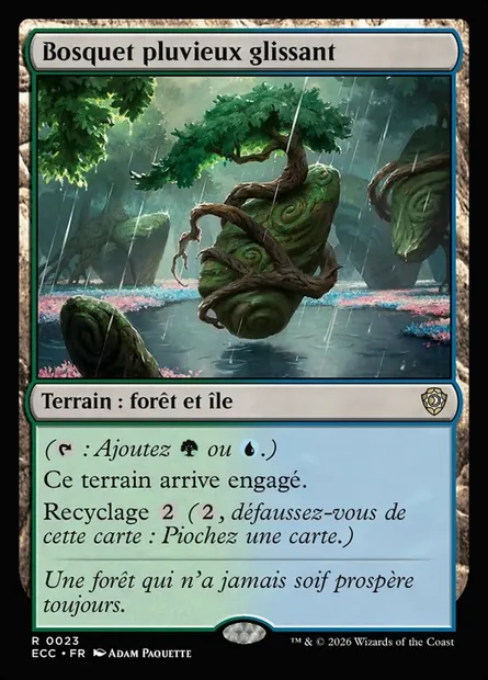 Bosquet pluvieux glissant, carte Magic ECC 23 — extension Lorwyn Eclipsed Commander