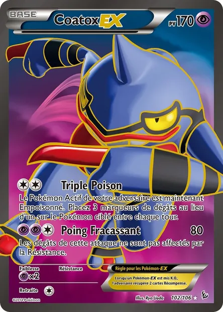 Coatox EX, carte Pokémon FLF 102 — extension Étincelles