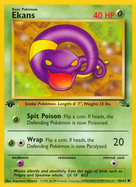 Ekans, Pokémon card FO 46 — Fossil set