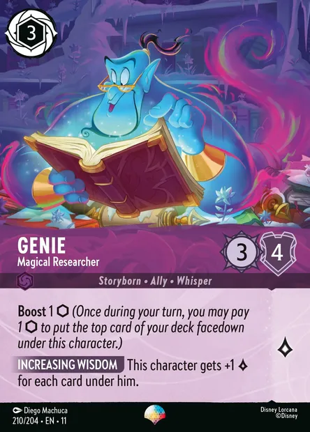 Genie - Magical Researcher, Disney Lorcana card CH11-210 — Winterspell set