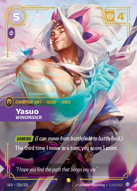 Yasuo, Riftbound card SFD 235 — Spiritforged set