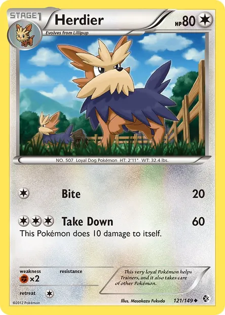 Herdier, Pokémon card BCR 121 — Boundaries Crossed set