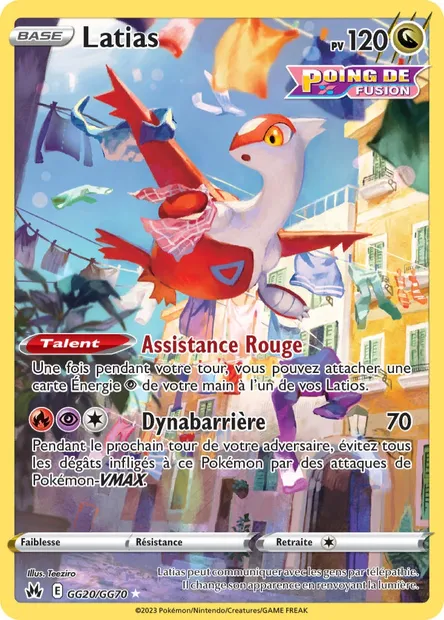 Latias, carte Pokémon CRZ GG20 — extension Zénith Suprême
