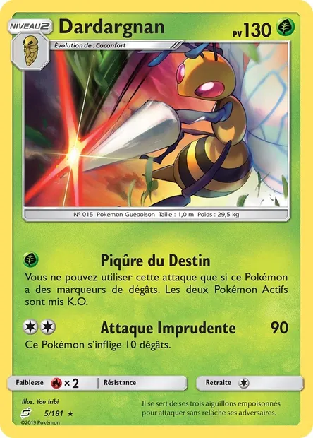 Dardargnan, carte Pokémon TEU 5 — extension Duo de Choc