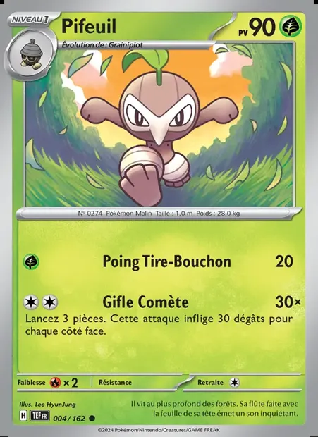 Pifeuil, carte Pokémon TEF 004 — extension Forces Temporelles