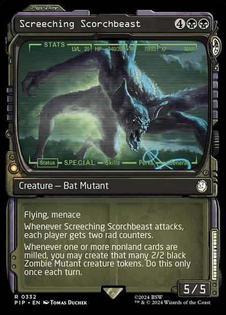 Screeching Scorchbeast, Magic card PIP 332 — Fallout set