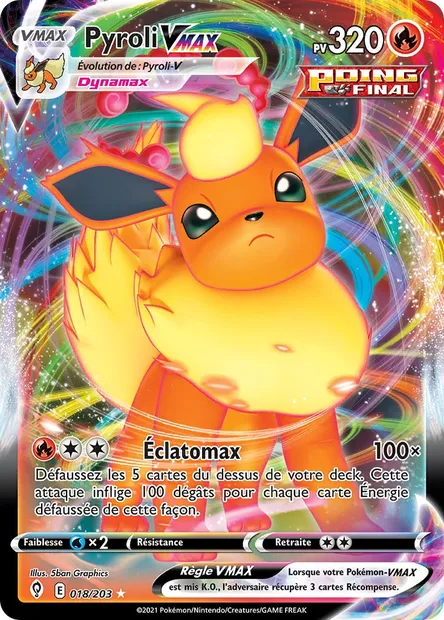 Pyroli VMAX, carte Pokémon EVS 18 — extension Évolution Céleste
