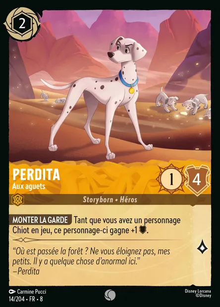 Perdita - Aux aguets, carte Disney Lorcana CH8-014 — extension Le Règne de Jafar