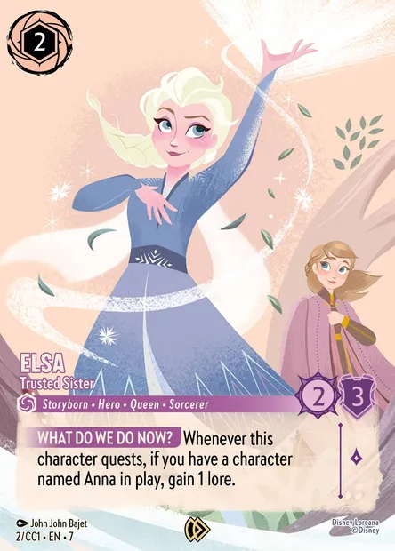 Elsa - Trusted Sister, Disney Lorcana card CC1-002 — Curator's Collection: Heroines Edition set