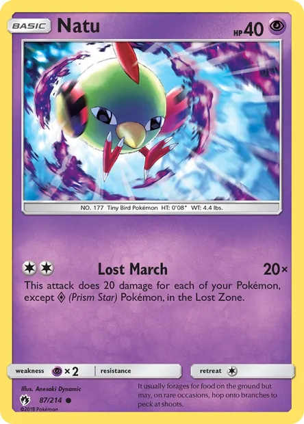 Natu, Pokémon card LOT 87 — Lost Thunder set