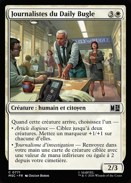 Journalistes du Daily Bugle, carte Magic MSC 771 — extension Marvel Super Heroes Commander