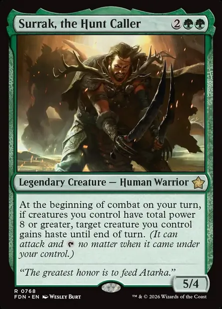 Surrak, the Hunt Caller, Magic card FDN 768 — Foundations set